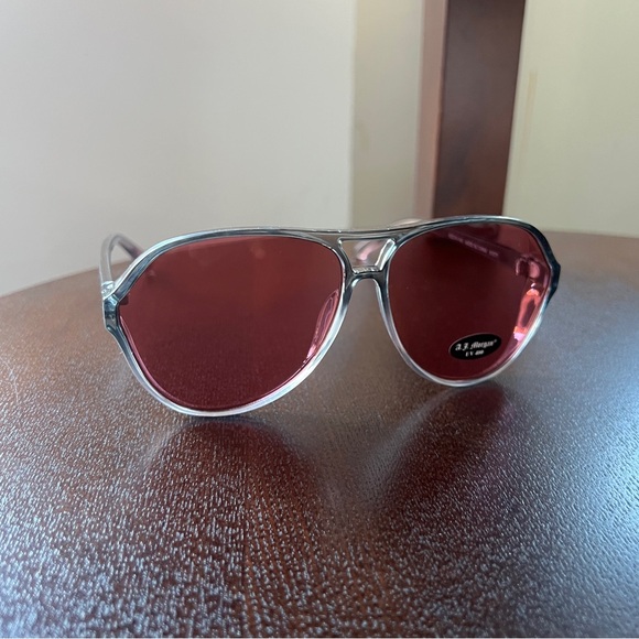 ASOS AJ Morgan pink oversized big frame aviator sunglasses - Picture 8 of 10